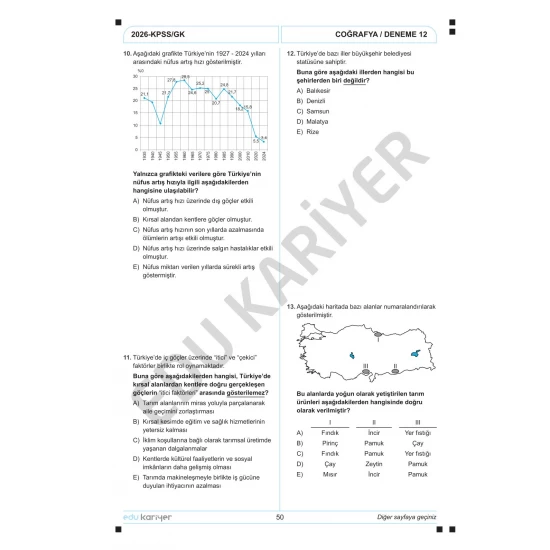 Edu Kariyer Coğrafyanın Kodları 2026 KPSS Coğrafya 20'li Branş Deneme Tamamı Çözümlü