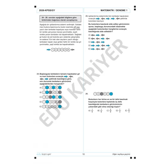 Edu Kariyer Mert Hoca 2026 KPSS Matematik 10'lu Branş Deneme Tamamı Çözümlü