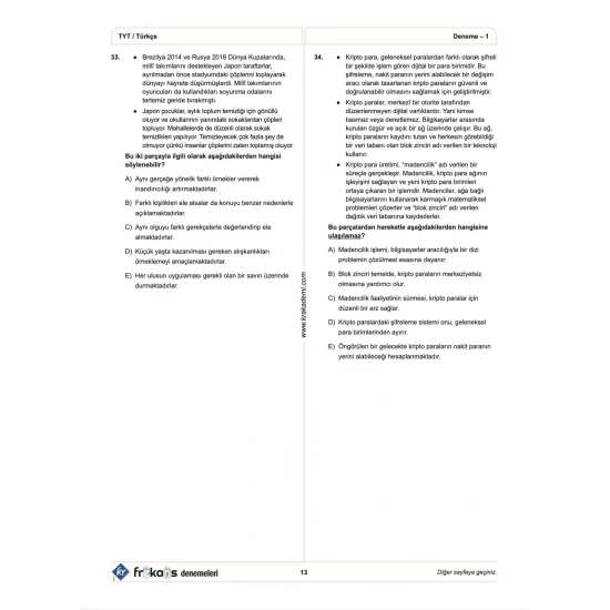 TYT Türkçe 10'lu Frekans Denemeleri KR Akademi Yayınları