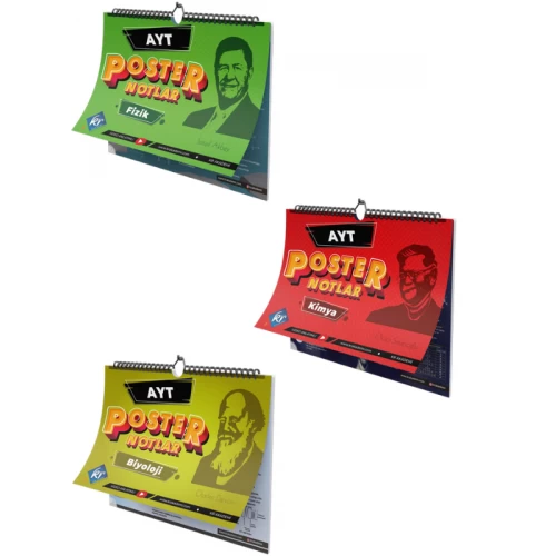 AYT Fizik Kimya Biyoloji Sayısal FKB Poster Notları 3'lü Set KR Akademi Yayınları