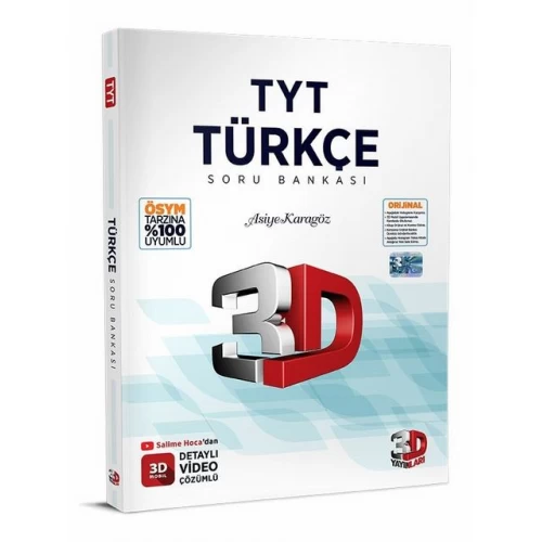 TYT Türkçe Soru Bankası Tamamı Video Çözümlü 3D Yayınları TYT Türkçe Soru Bankası Tamamı Video Çözümlü 3D Yayınları