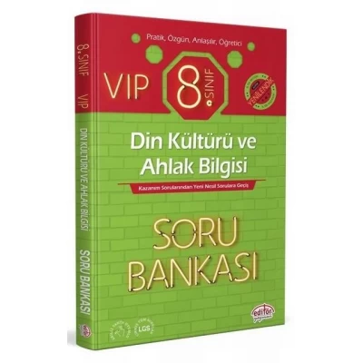 8. Sınıf VIP Din Kültürü ve Ahlak Bilgisi Soru Bankası Editör Yayınları