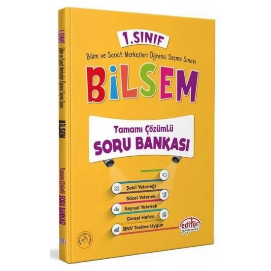 1. Sınıf Bilsem Tamamı Çözümlü Soru Bankası Editör Yayınları