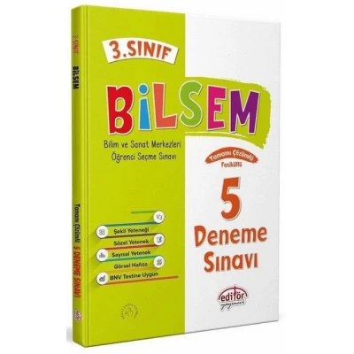 Editör Yayınları 3. Sınıf Bilsem Tamamı Çözümlü 5 Deneme Sınavı