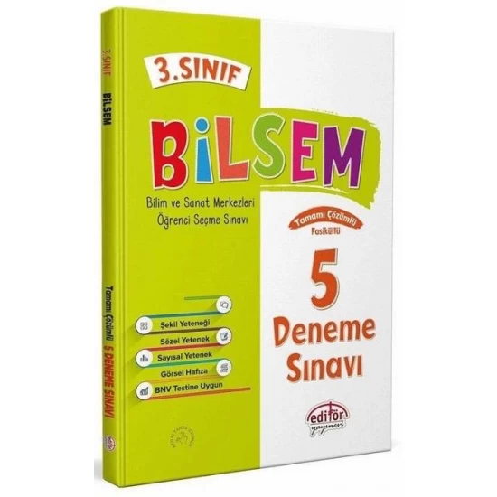 Editör Yayınları 3. Sınıf Bilsem Tamamı Çözümlü 5 Deneme Sınavı