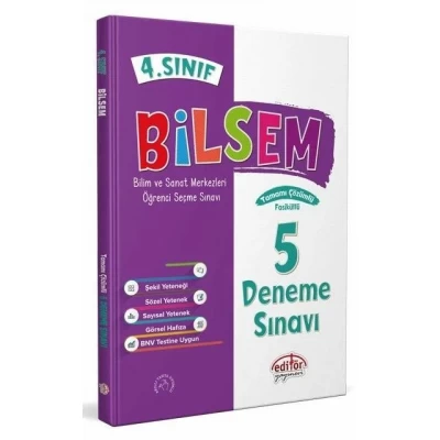 Editör Yayınları 4. Sınıf Bilsem Tamamı Çözümlü 5 Deneme Sınavı