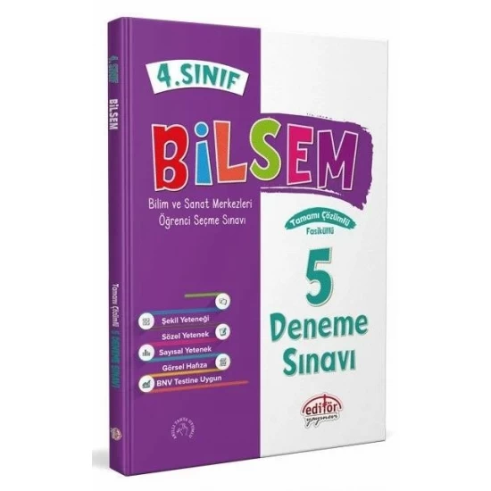 Editör Yayınları 4. Sınıf Bilsem Tamamı Çözümlü 5 Deneme Sınavı