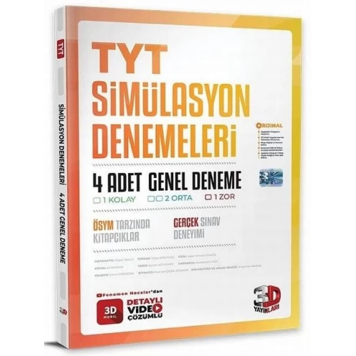TYT Simülasyon 4 Genel Deneme Video Çözümlü 3D Yayınları