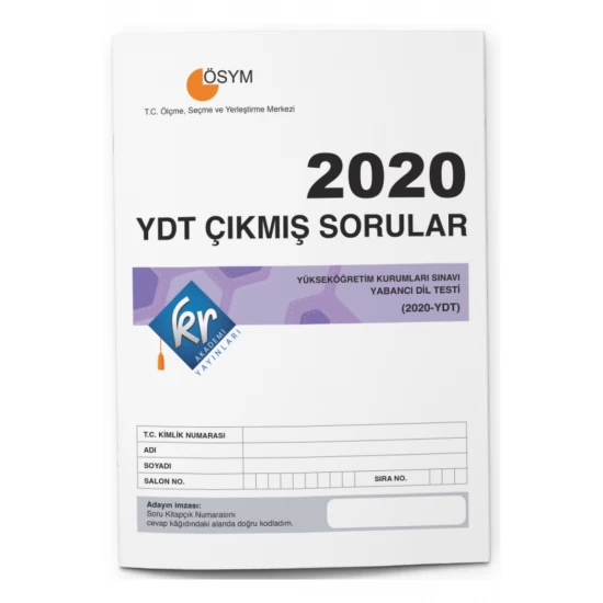 2020 YDT Çıkmış Sorular Tıpkı Basım Kitapçığı KR Akademi Yayınları