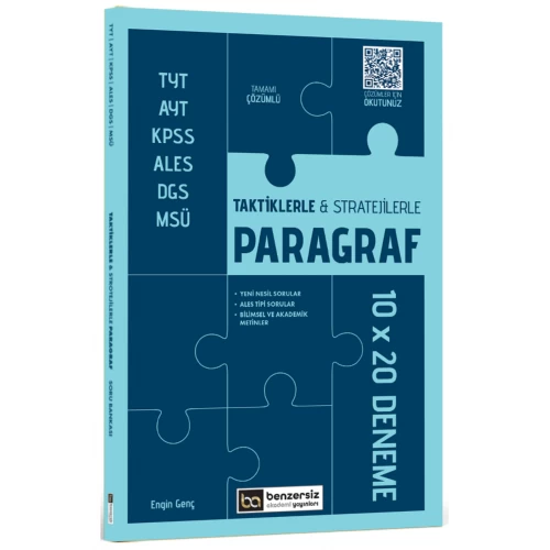 TYT AYT KPSS ALES DGS MSÜ Taktiklerle ve Stratejilerle Paragraf 10 x 20 Deneme Benzersiz Akademi Yayınları TYT AYT KPSS ALES DGS MSÜ Taktiklerle ve Stratejilerle Paragraf 10 x 20 Deneme Benzersiz Akademi Yayınları