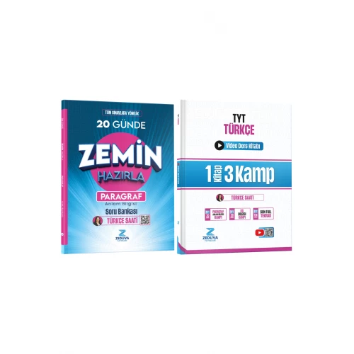 Zeduva Yayınları Türkçe Saati 20 Günde Zemin Hazırla Paragraf Anlam Bilgisi Soru Bankası ve TYT Türkçe Video Ders Kitabı Seti
