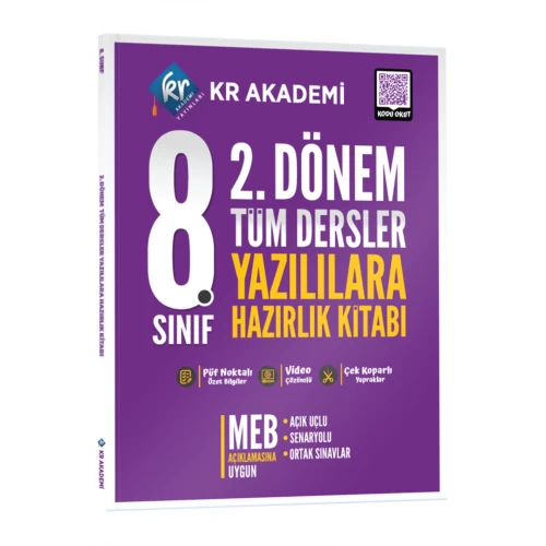 8. Sınıf 2. Dönem Tüm Dersler Yazılılara Hazırlık Kitabı KR Akademi Yayınları